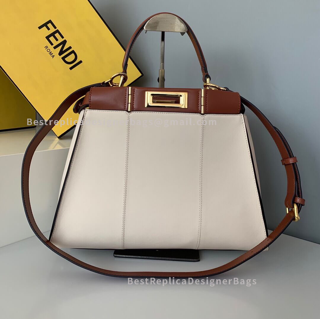 Fendi Peekaboo Iconic Medium White Leather Bag 2117AM